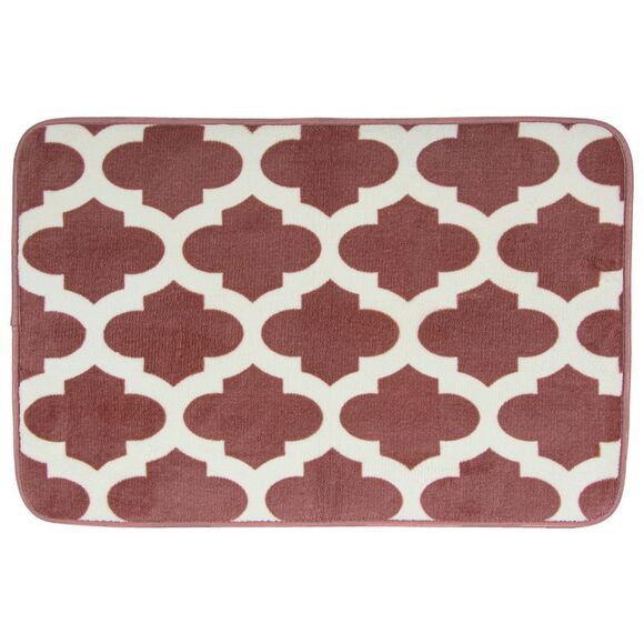 Sultan's Linens Lattice Design 16 x 24 in Comfort Plush Bath Mat Rug Rose/White - Picture 2 of 5